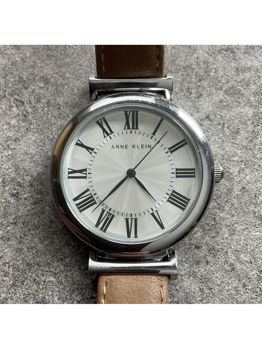 Anne Klein Women Watch 38mm Round Silver Tone Case Tan Leather Band AK/2137 A7